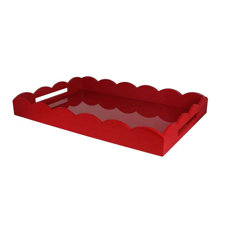 Lacquered Scallop Ottoman Tray 66 x 43cm, Burgundy-1