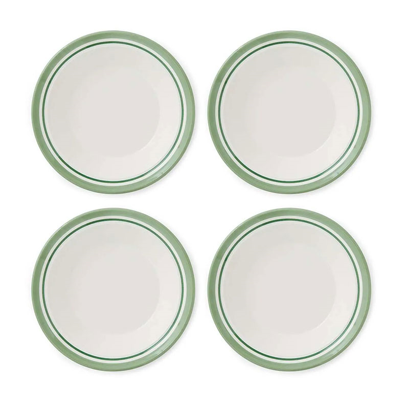 Potter's Stripe Set of 4 Soup Plates, D21cm, Green-1