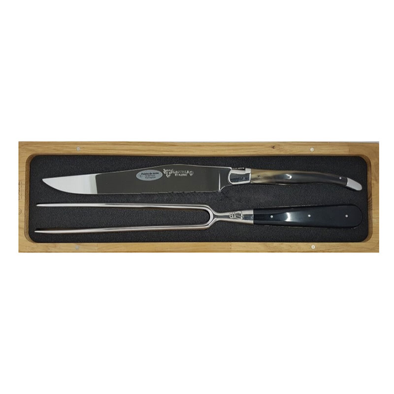 Laguiole 2-piece Carving Set, Buffalo Horn Handles-0