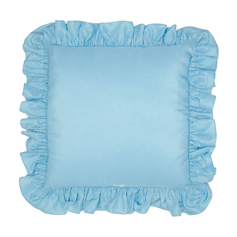 Neelima Ruffle Cushion, 42cm x 42cm, Sky Blue-3