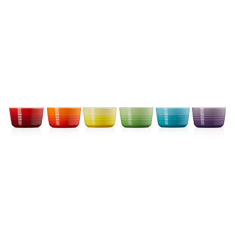 Stoneware Set of 6 mini ramekins, rainbow-3