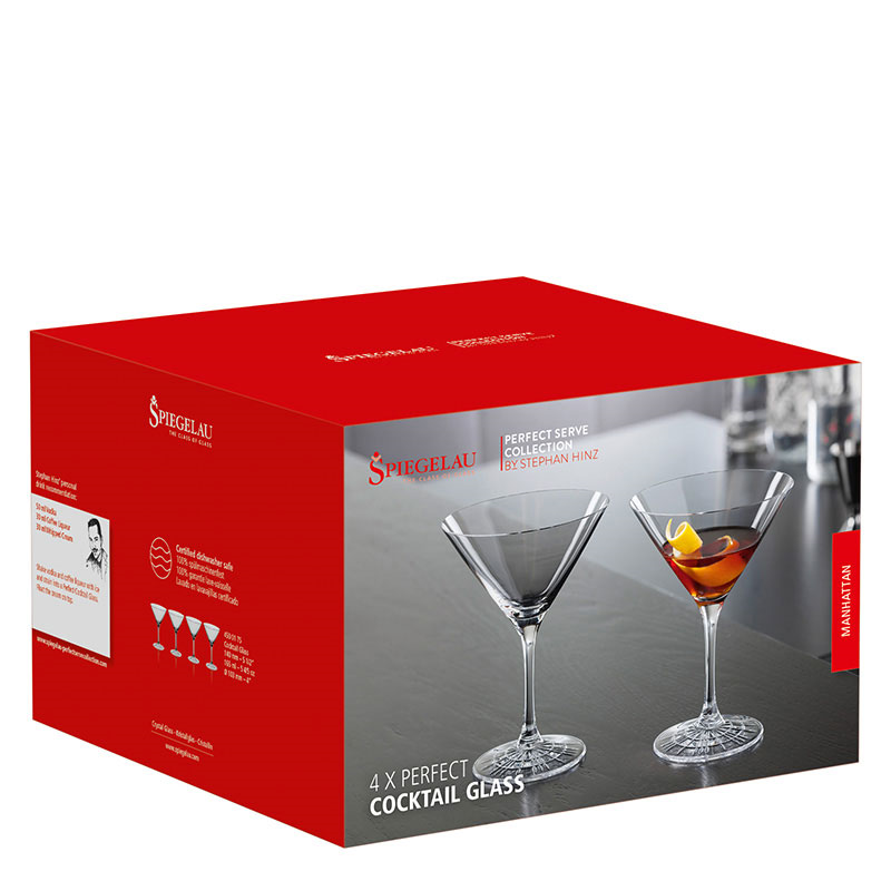 Perfect Serve Set of 4 Cocktail Glasses, 165ml, Clear-4