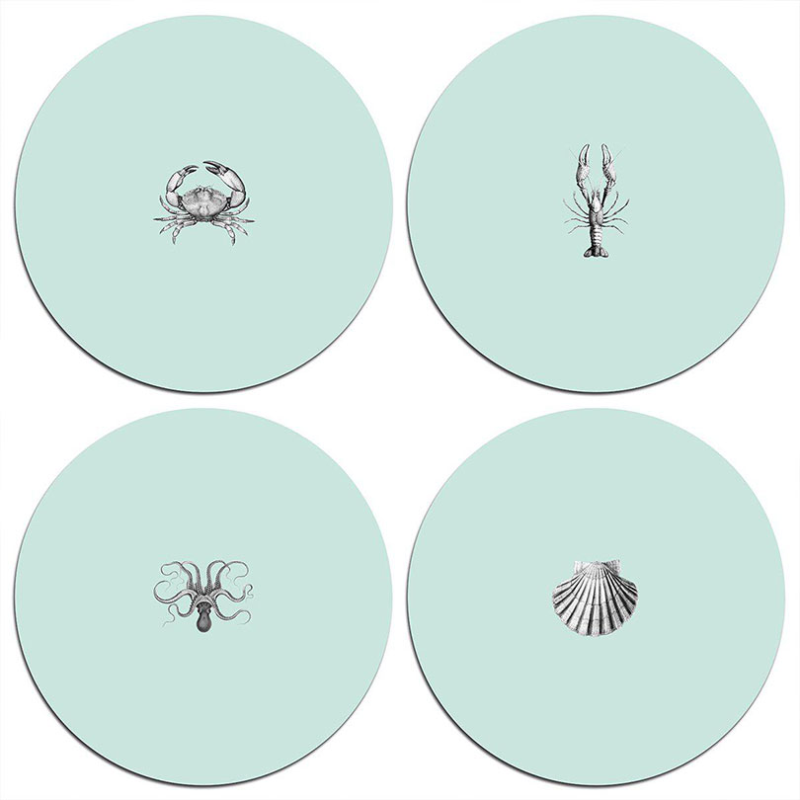 Shellfish Set of 4 Round Tablemats, D25.5cm-0