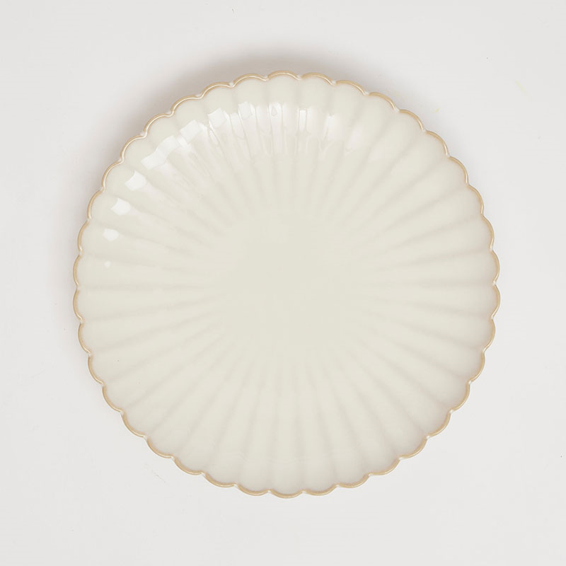 Scallop Shell Set of 4 Bread Plates, D26cm, Oat-1