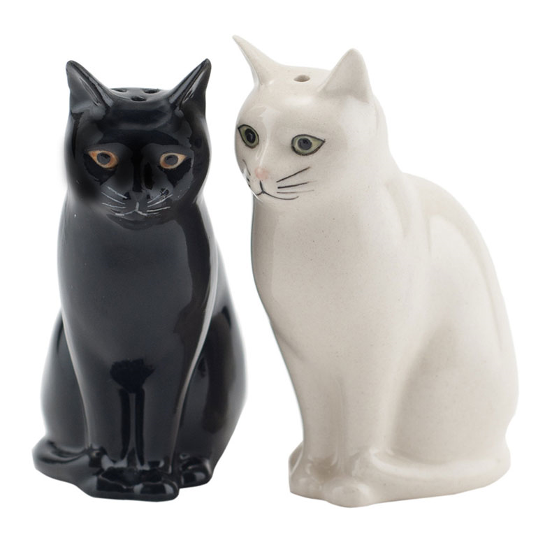 Daisy & Lucky Salt & Pepper Shakers, H8.5cm, Black/White-0