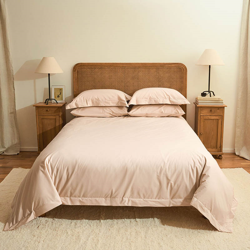 The Edged 300 Thread Count Oxford Border Duvet Cover, King, Dusky Pink-0