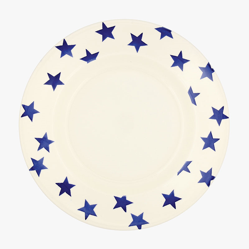 Blue Star Plate, D27cm, Cream-0