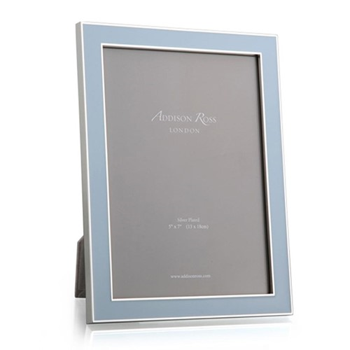 Enamel Photograph frame with luxury grey velvet, 8 x 10", Powder Blue And Silver-0