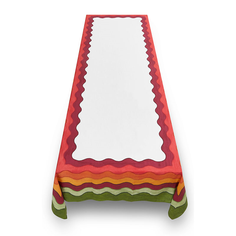 Winter Rainbow Printed Linen Tablecloth, 300cm x 165cm, Multi-1