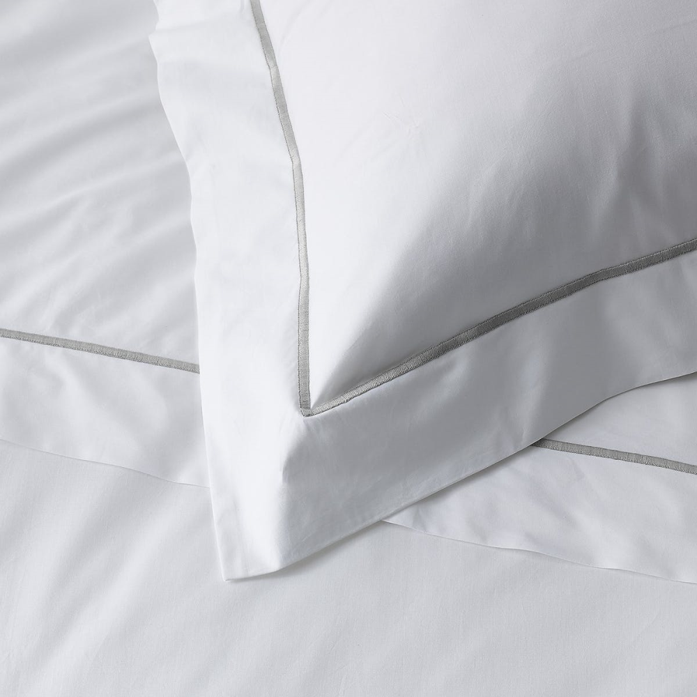 Savoy - 400 Thread Count Egyptian Cotton King duvet cover, W225 x L220cm, White/Silver-3