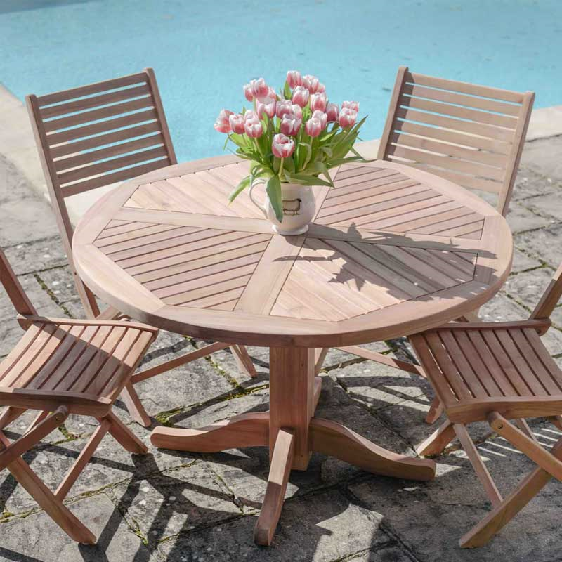 Daisy Round Table, D90cm, Teak-0