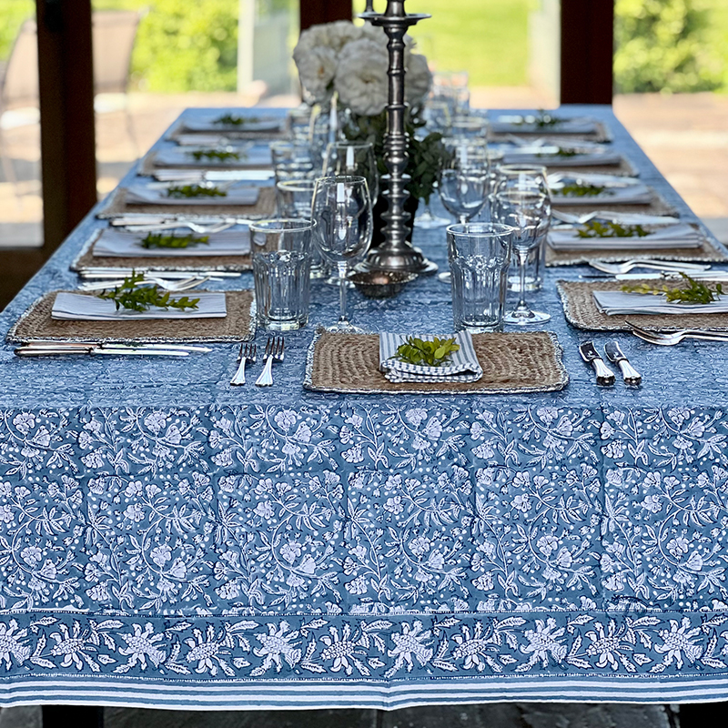 Florence Tablecloth, L170 x W275cm, French Blue-4