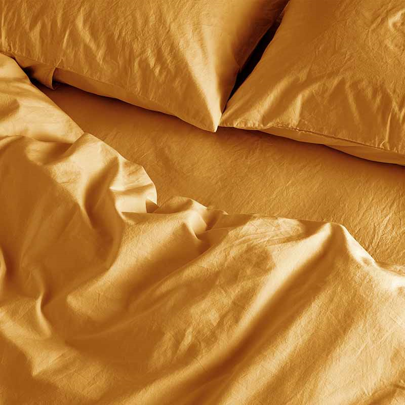 Relaxed Cotton Pair of Standard Pillowcases, Ochre-0