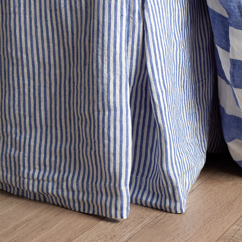 Cora Stripe Linen Duvet Cover, Double, Cobalt-5