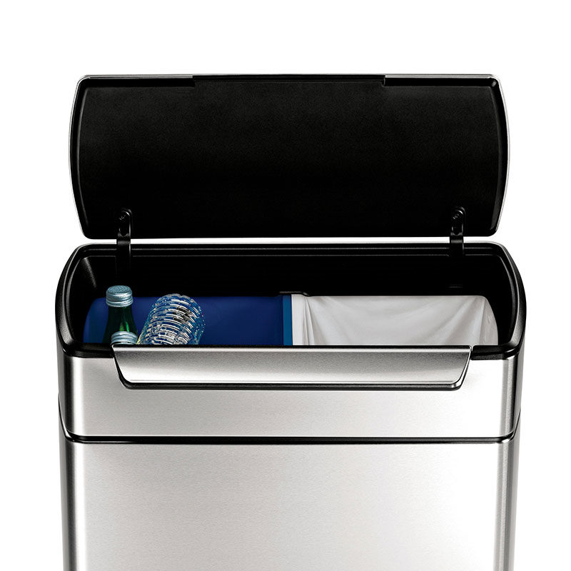 Touch Bar Bin, 48L, Brushed Stainless Steel-1