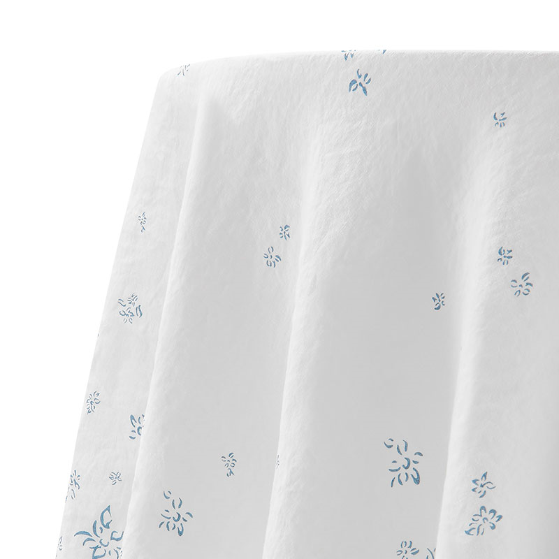 Bernadette's Falling Flower Linen Tablecloth, 200 x 200cm, Light Blue-2