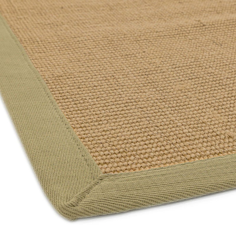 Sisal linen border runner, 200 x 300cm, sage-2