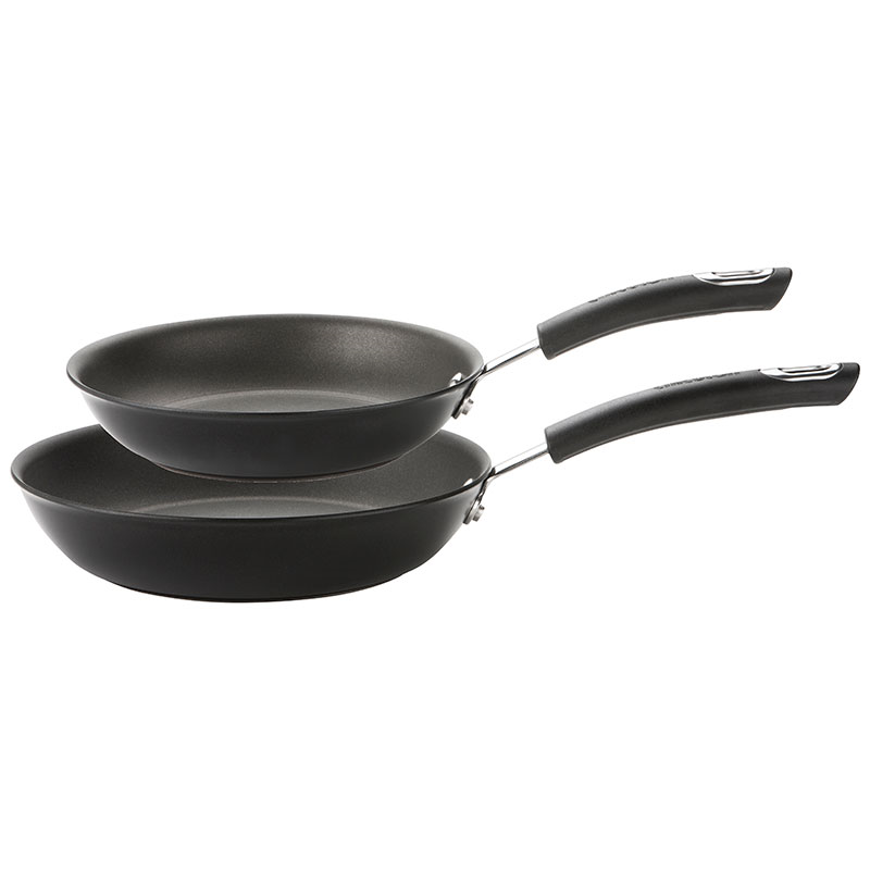 Total Anodised Non-Stick Frying Pan Set, 22cm & 28cm, Black-0