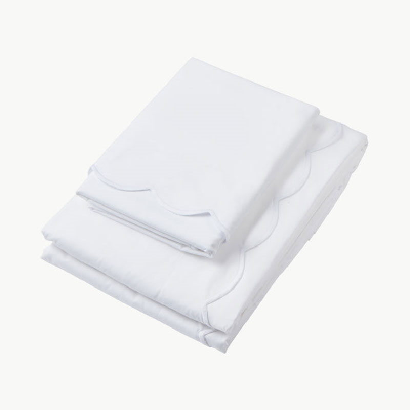 Annabelle Scalloped Double Duvet Cover, White-4