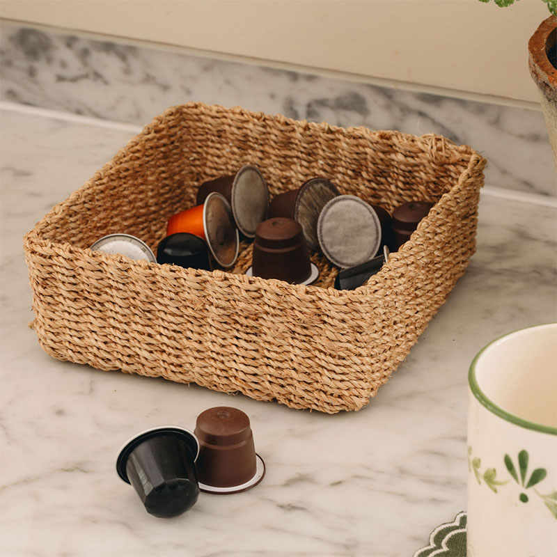 Abaca Square Storage Basket, Small, Natural-0