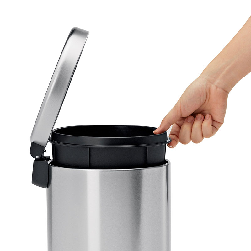 Round Pedal Bin, 4.5L, Brushed Stainless Steel-3