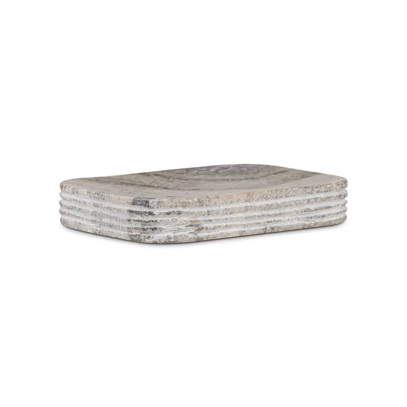 Asana Marble Soap Dish, Grey-4