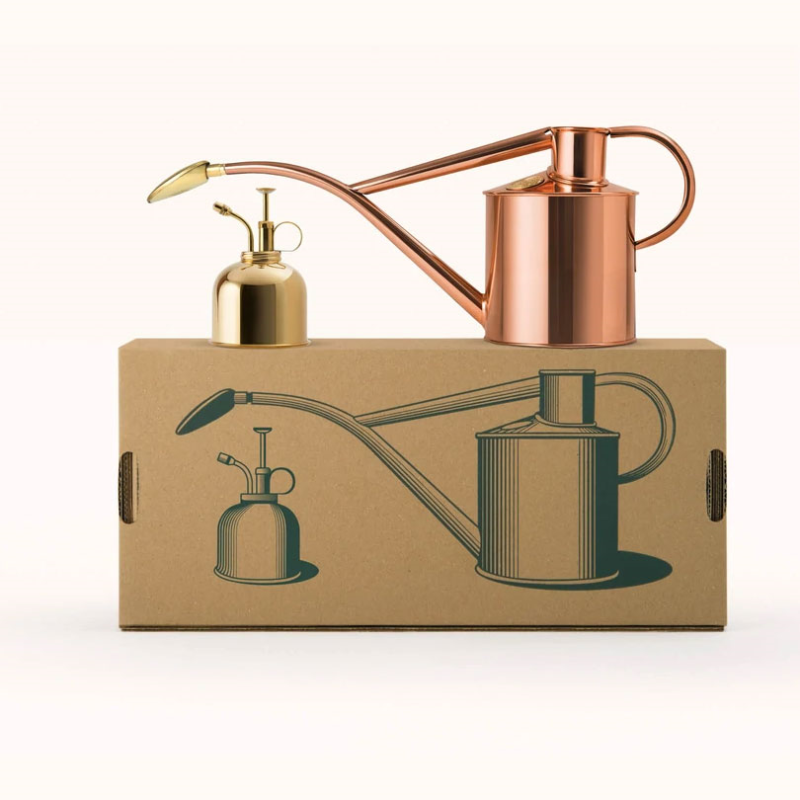 The Rowley Ripple & Smethwick Spritzer Watering Can & Sprayer Gift Set, 1L, Copper/Brass-0