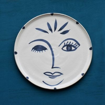 Wall Plate, Lola, Blue and White, Medium, 30cm-0