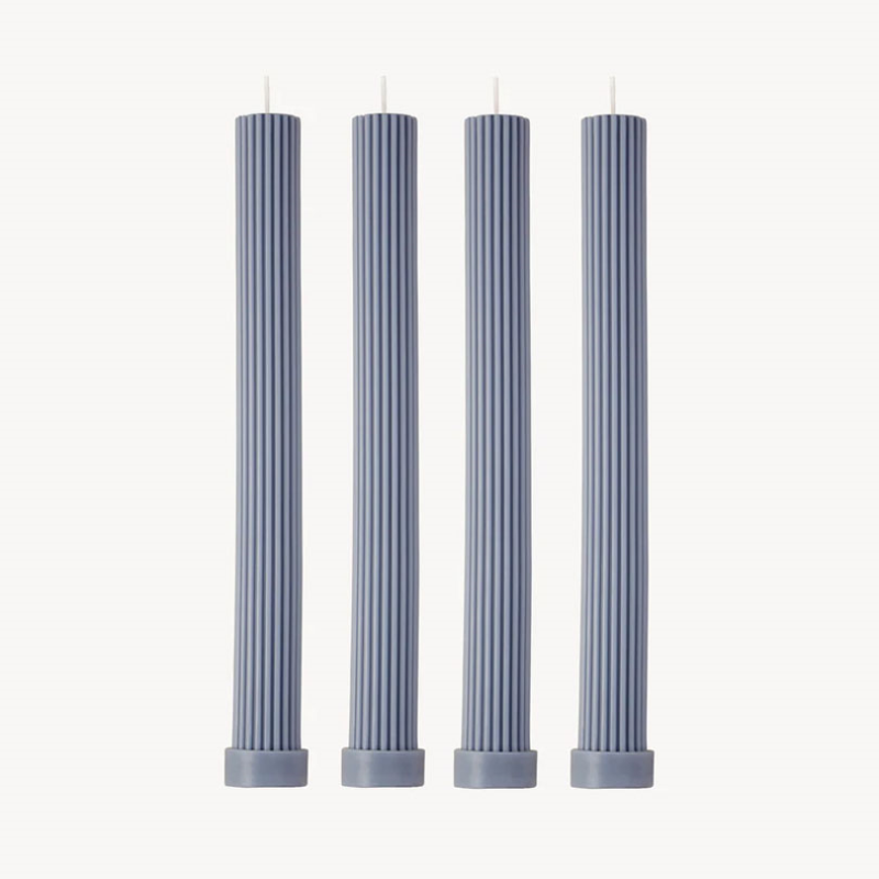 Roma Set of 4 Dinner Candles, H27cm, Grey Blue-0