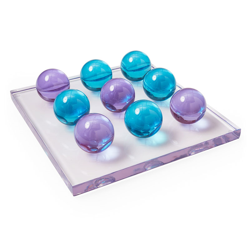 Acrylic Tic Tac Toe Set, 30.5 x 30.5cm, Turquoise & Purple-1