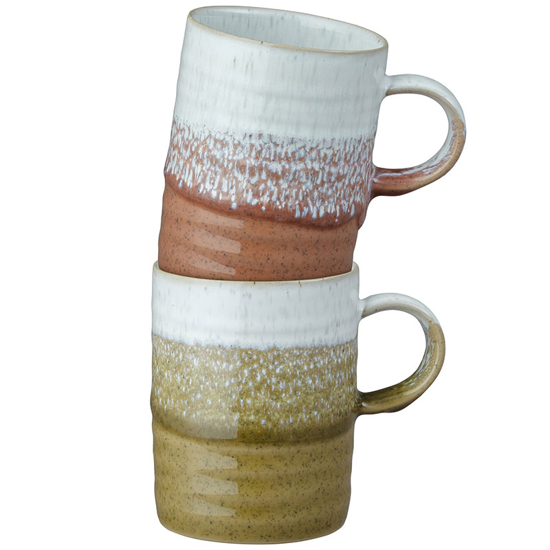 Kiln Accents Set of 2 Mugs, 410ml, Ochre & Rust-3