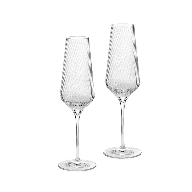 Vera Wang Swirl Set of 2 Champagne Flutes, 270ml, Clear-1