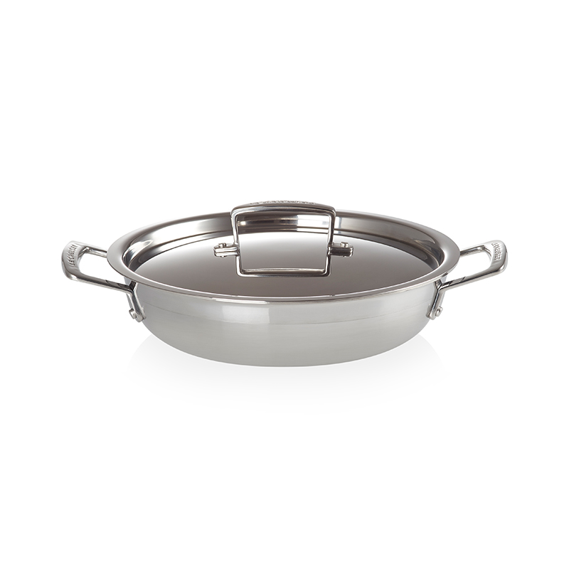 3 Ply Stainless Steel - Uncoated Shallow casserole, 24cm - 2.3 litre-3