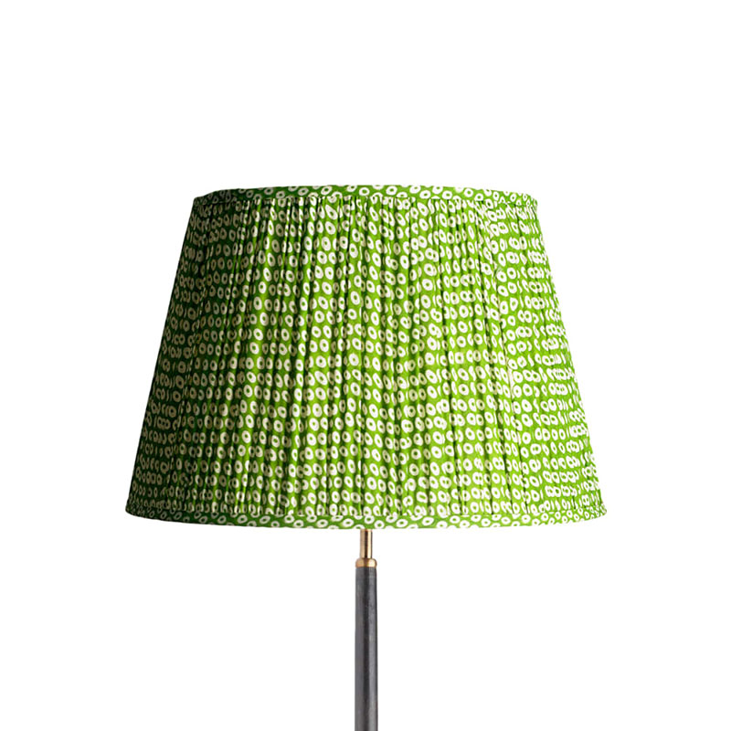 Straight empire Shade, 45cm, green block printed cotton-0