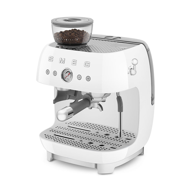 Espresso Coffee Machine with Grinder, White-8