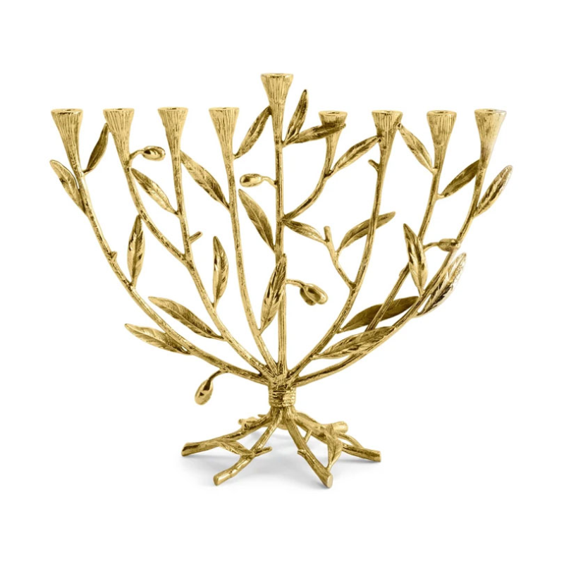 Olive Branch Menorah, 29cm, Gold/Silver-0