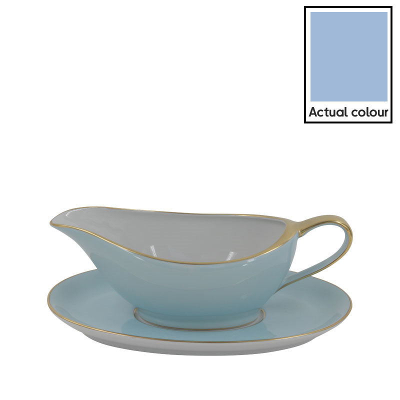 Sous Le Soleil Sauceboat On Tray, 350ml, Matt Gold Classic Ice Blue-0