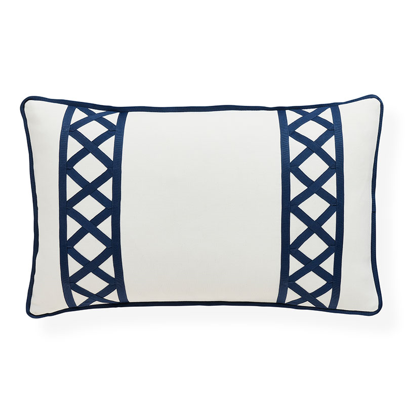 Postiano Outdoor Cushion, 31 x 51cm, Navy/Ivory-0