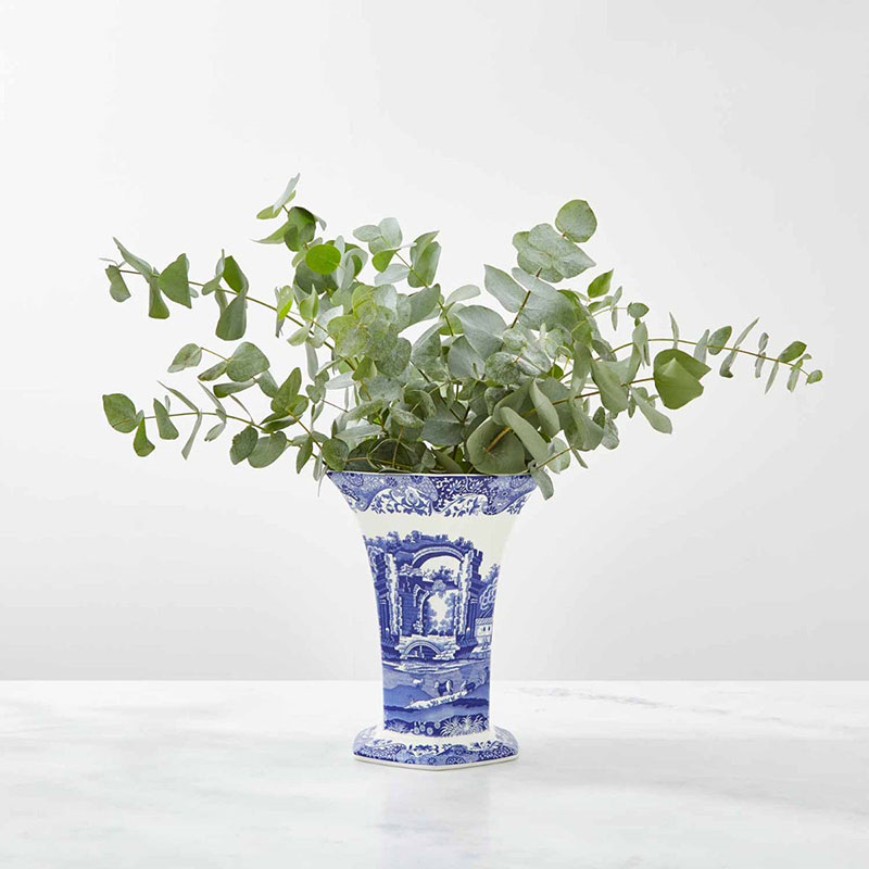 Blue Italian Hexagonal vase, 1.7 litre, Blue-1