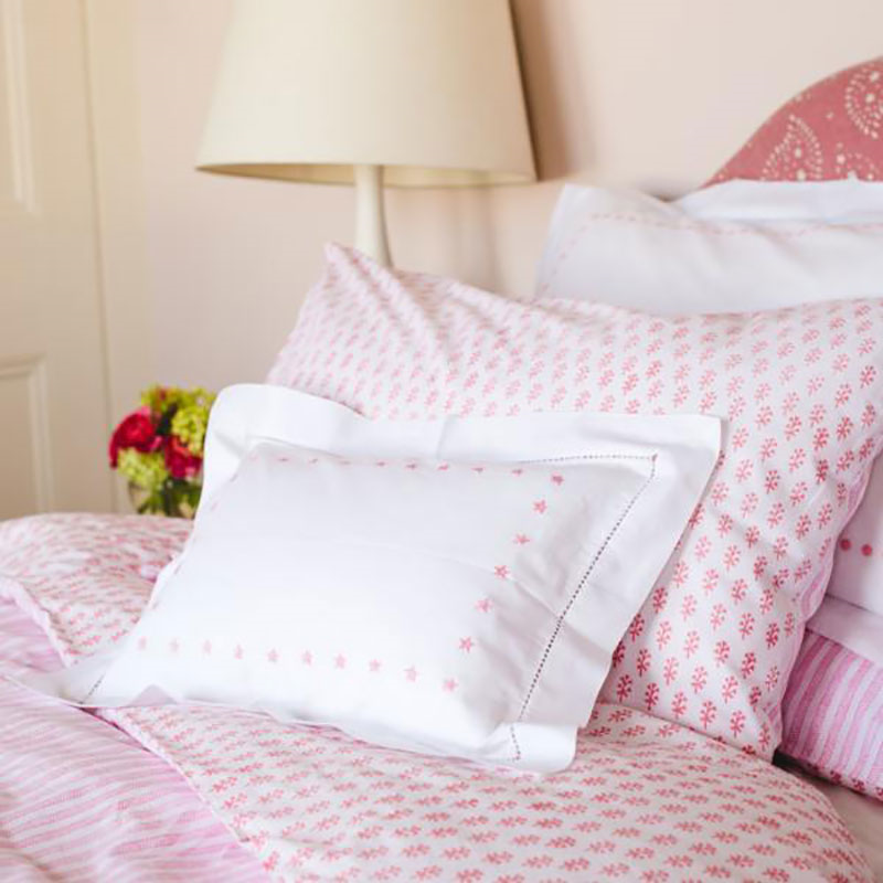 Sprig & Stripe King Size Duvet Cover, Pink-0