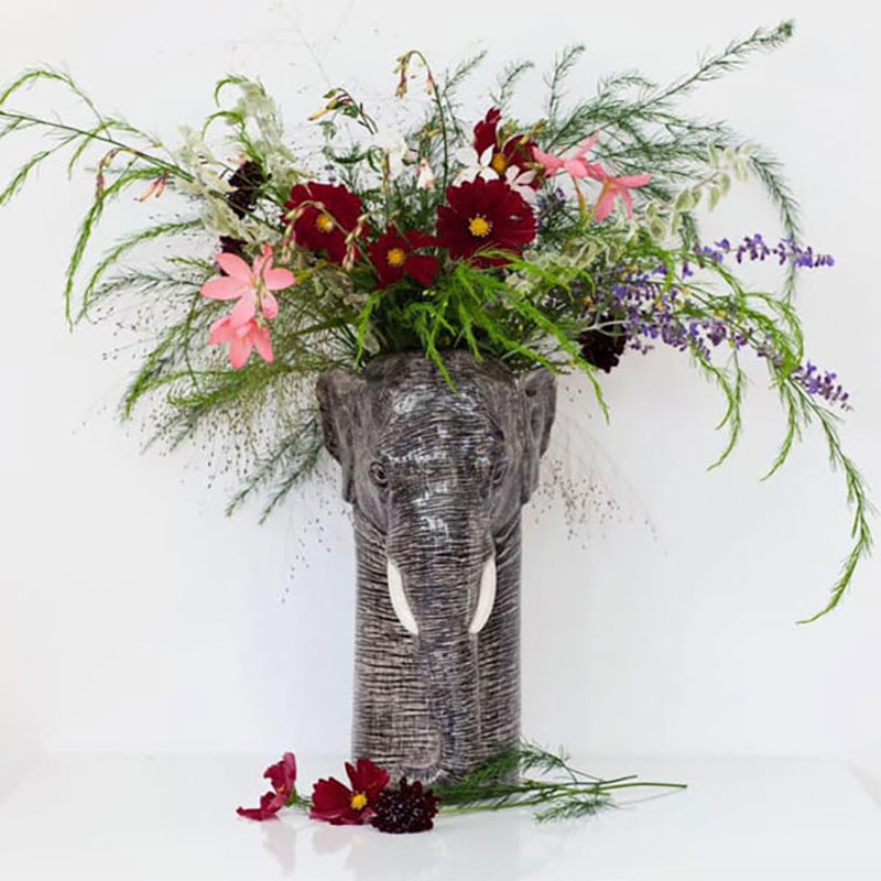 Elephant Large Flower Vase, H28cm, Grey-2