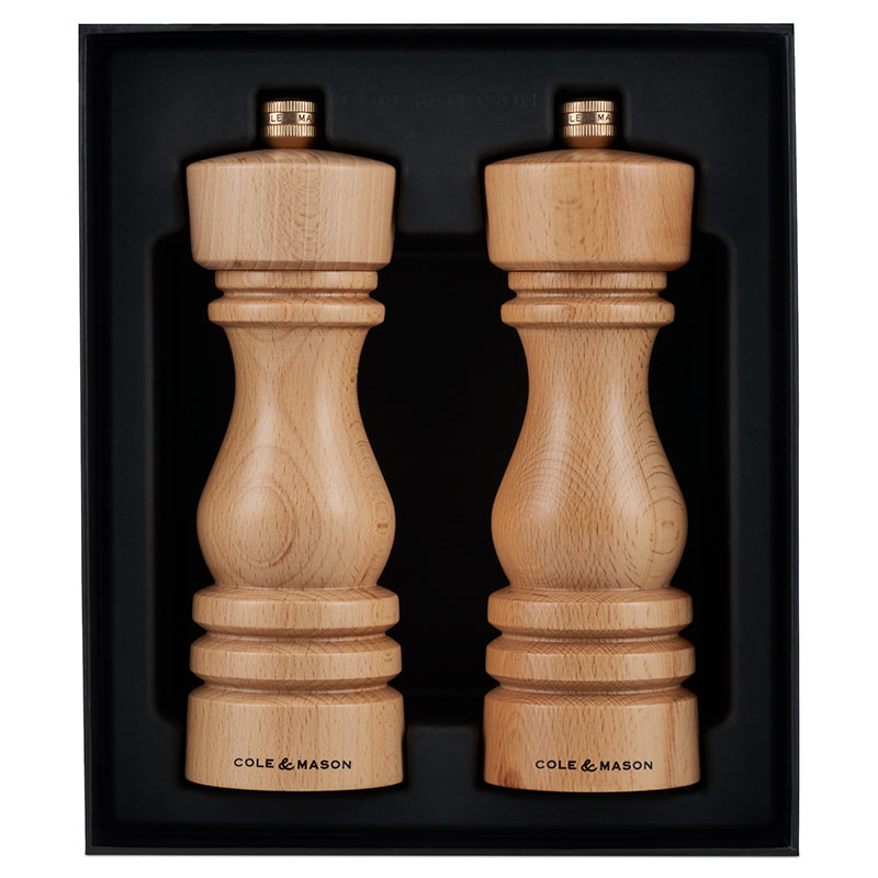 London Salt & Pepper Mills, 180mm, Natural Beech-6