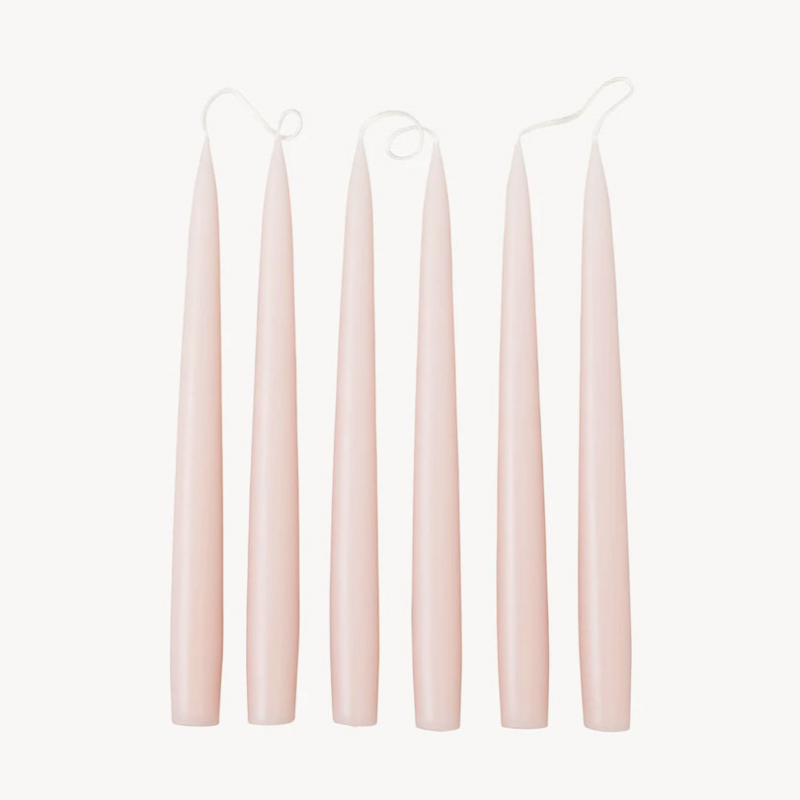 Set of 6 Tapered Dinner Candles, H25cm, Powder Pink-0