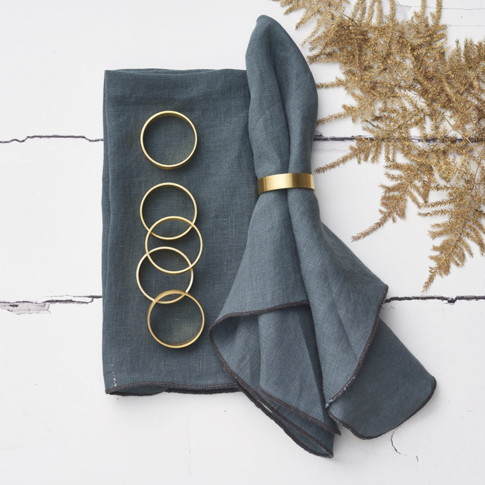 Set Of 6 Brass Napkin Rings-0