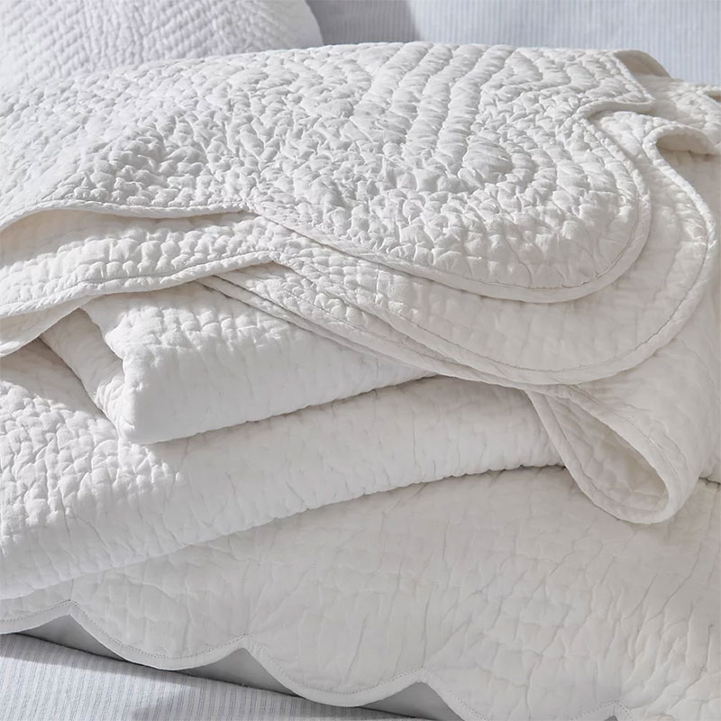 Milfield Scallop Edge Double Quilt, Centimetre (cm), White-1