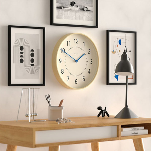 Monopoly Wall Clock, D40cm, Light Plywood/Blue-3