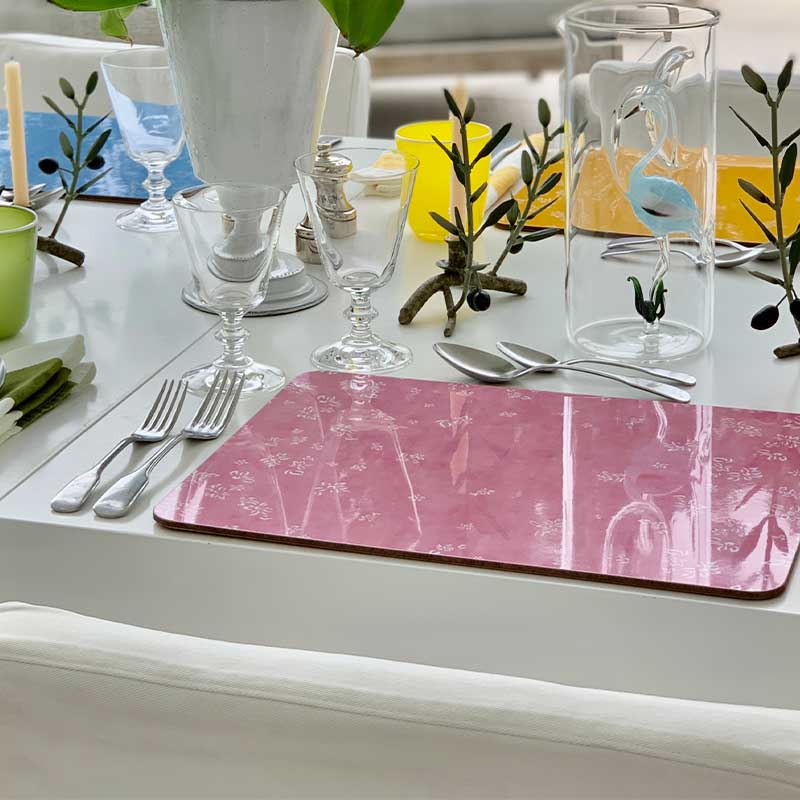 Falling Flower Rectangle Placemat, 38 x 29 cm, Pale Pink-1