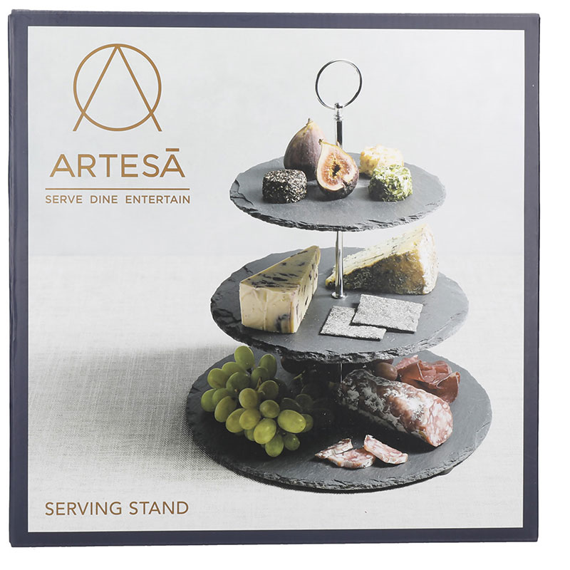 3 tier serving stand, 28.5 x 34.5cm, slate-4