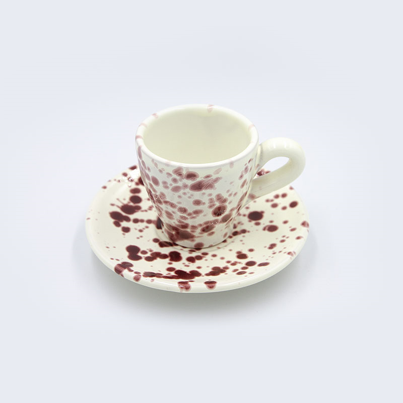 Splatter Espresso Cup & Saucer, D6.5cm, Cranberry-0