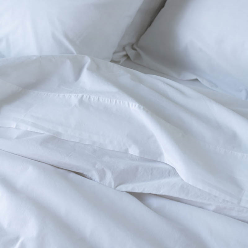 Washed Cotton Percale Super King Duvet Cover, White-2